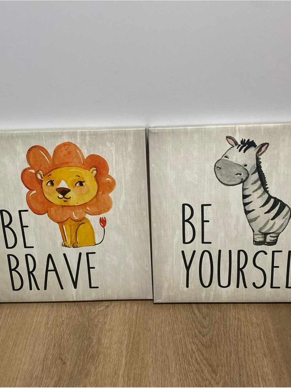 Be Brave Lion & Be Yourself Zebra Wall Art - Orange, Yellow, Gray